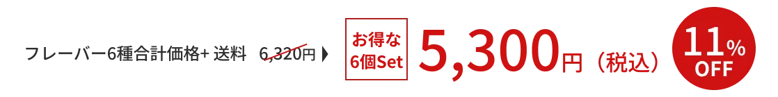 フレーバー6個セット 5,300円税込 11パーセントオフ