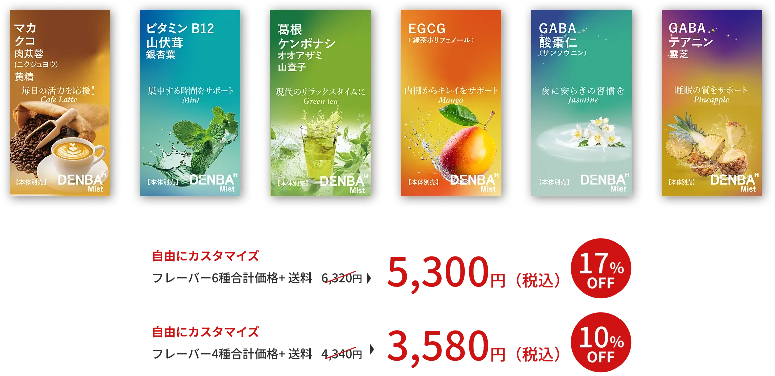 6種類のフレーバーとサブスク価格